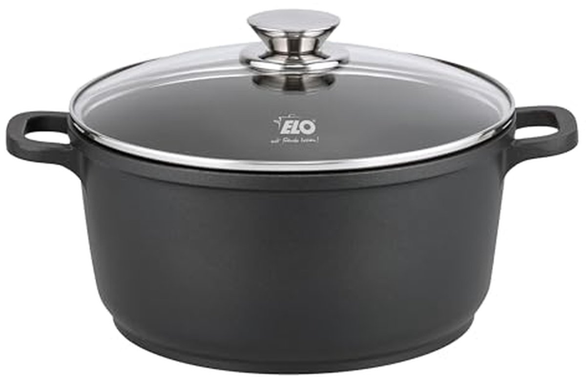 Kookpan met Deksel - Gegoten Aluminium Pan - Gezond Koken - PFAS-Vrije Antiaanbaklaag - 24 cm - Zwart