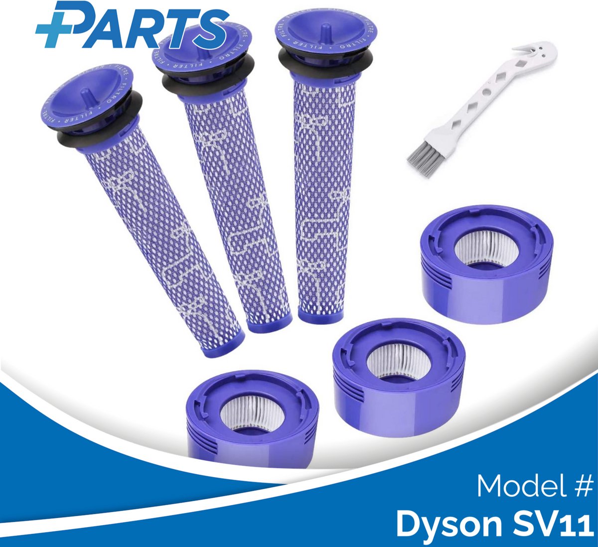 Plus.Parts Dyson SV11 Filters (7 Stuks, Plus.Parts® alternatief voor 965661-01 / 967478-01) Overig