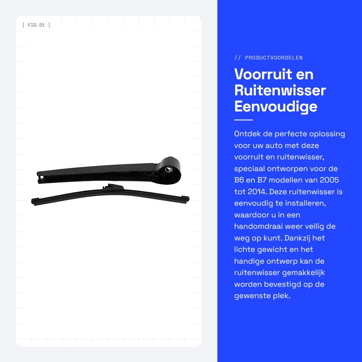 Dailygoods - Voorruit en Ruitenwisser - Eenvoudige Installatie - Geschikt voor B6 en B7 - Kunststof - Autoluidspreker - Algemeen Gebruik - Achterzijde
