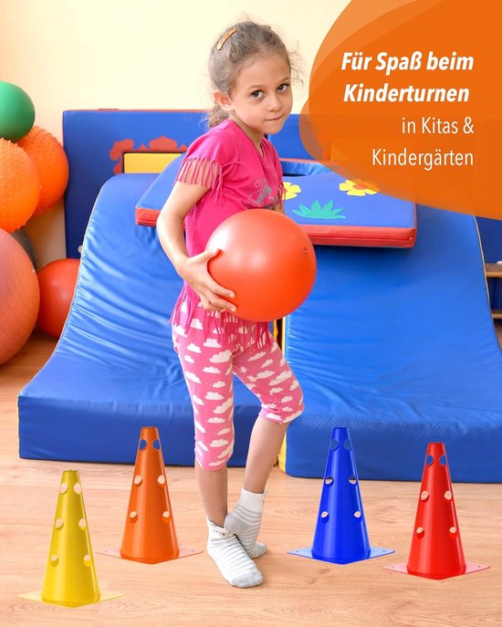 Markeerkegels Set - Zachte Pilonnen - Sport Training - Onbreekbaar Materiaal - 30 cm Hoog - Oranje — afbeelding 2