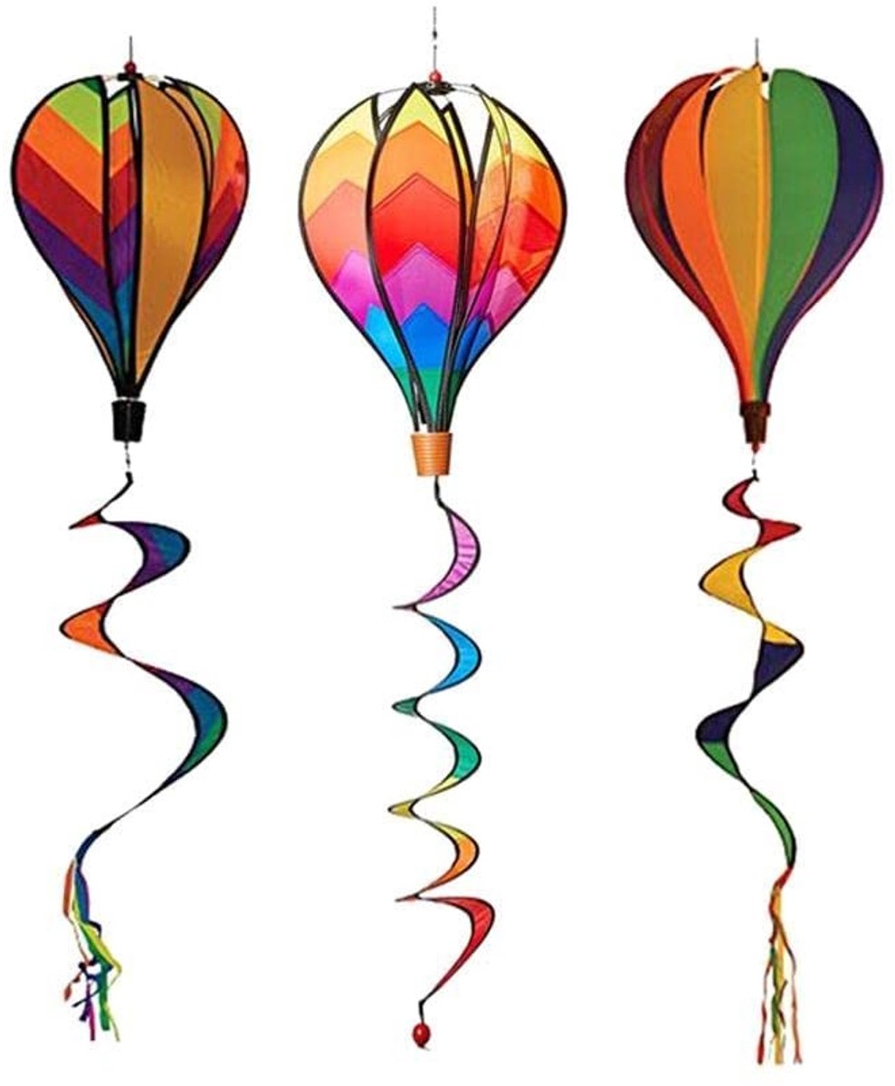 Dailygoods- Windspinner 3 Stuks - Tuindecoratie voor Buiten - Handgemaakt van Canvas - UV- en Waterbestendig - Levendige Kleuren - Perfect voor Feestdecoratie