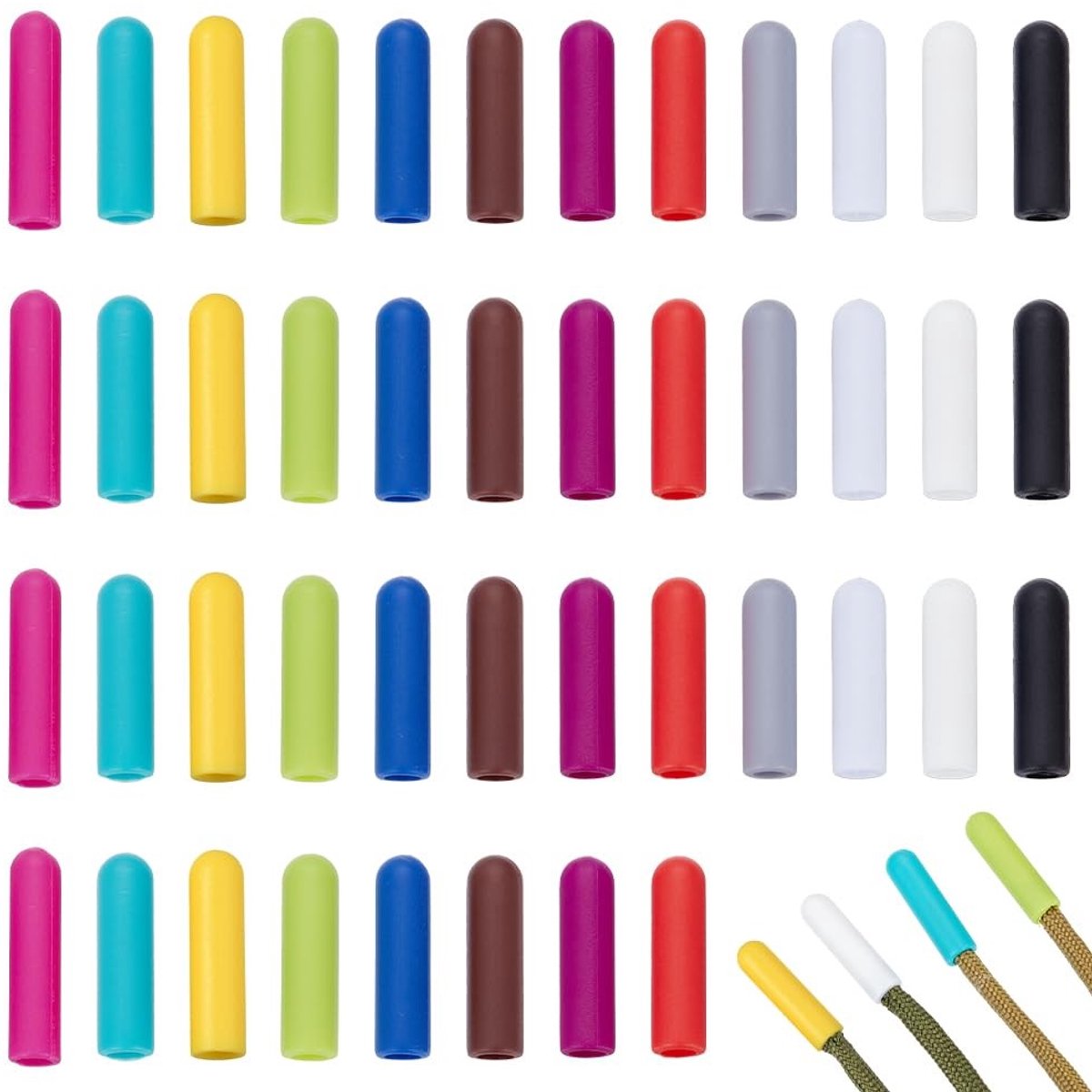 Dailygoods- Veters 120 stuks - Veters 23 cm - Veters in 12 kleuren - Veters voor sneakers - Veters van hoogwaardig plastic - Veters met cord ends - Schoenveters