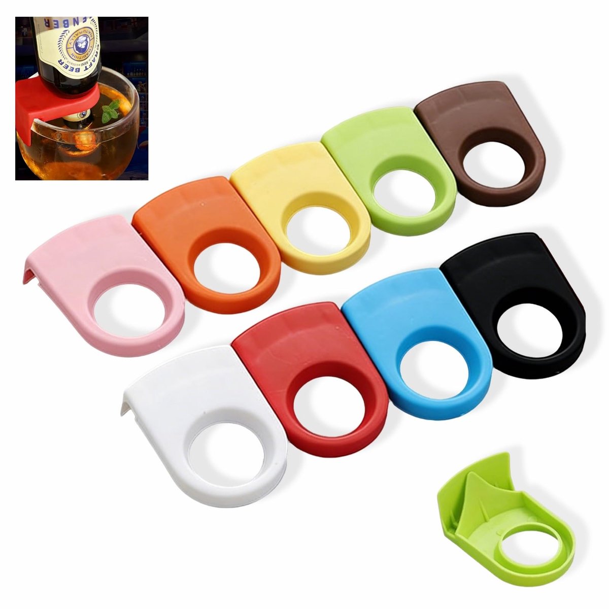 Dailygoods- Drink Clips Set van 9 Stuks - Plastic Clips voor Bier/Schooner - Cocktail/Wijn Glazen - Feestartikelen - Handig voor Thuis Bar - Glasclip