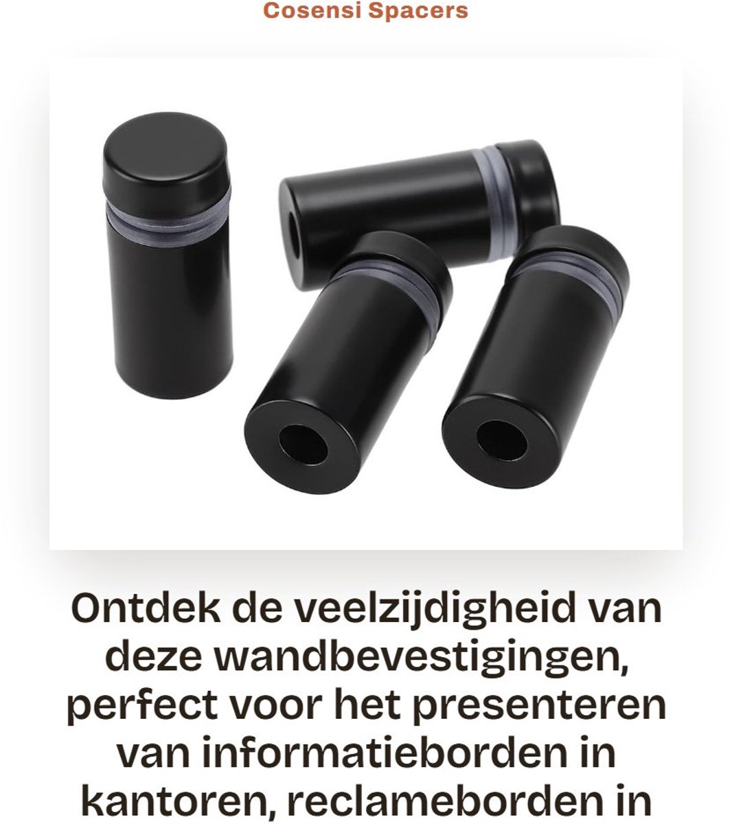 Dailygoods- Wandafstandhouders 15 Stuks - Wandmontage Beugel - Roestvrij Staal - Advertentienagels - 12 mm Diameter - 25 mm Basislengte - Signhouder