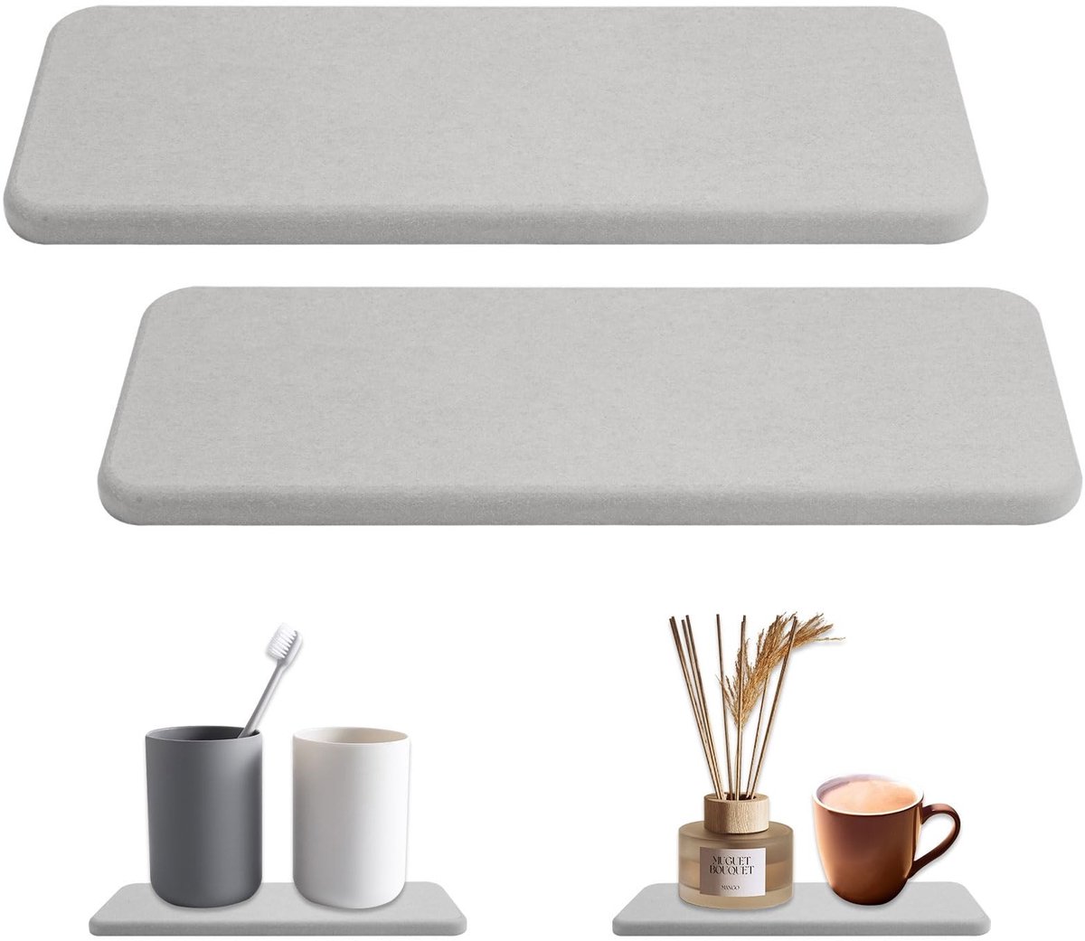 Dailygoods- Diatomietonderzetters Super Absorberend - Onderzetters voor Glazen - Onderzetters voor Pannen - Diatomeeënaarde Dienblad - Sneldrogend - Hygiënisch en Gemakkelijk Schoon te Maken - Onderzetter