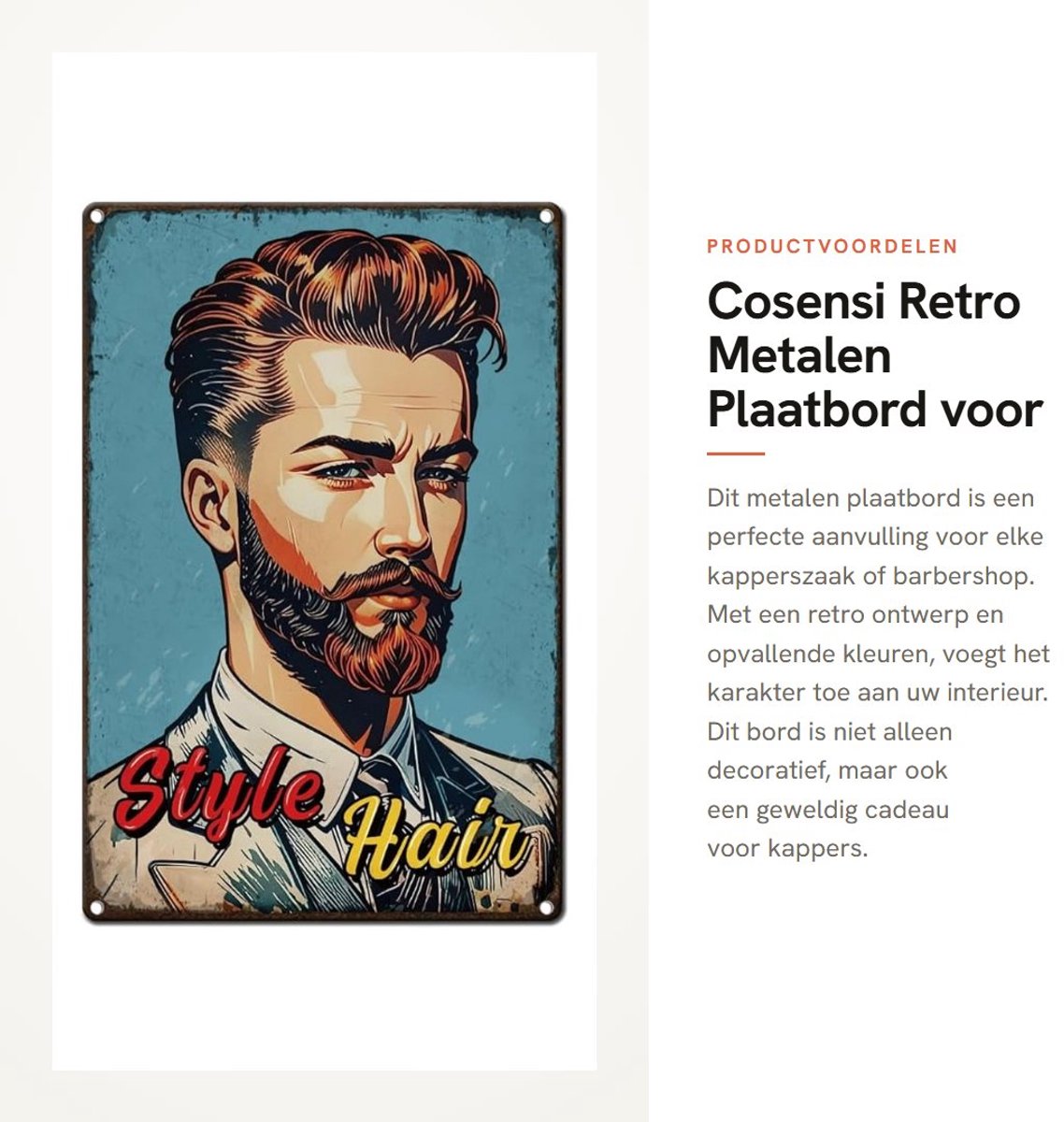 Dailygoods- Metalen Plaatbord Retro 20 x 30 cm - Wanddecoratie Salon - Kapperscadeau - Barbershop Decoratie - Gepersonaliseerd - Vintage Stijl