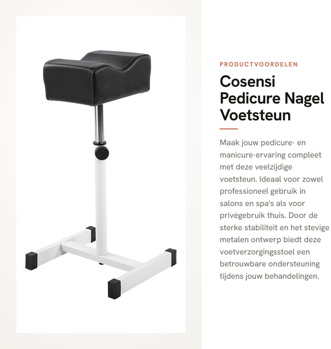 Dailygoods- Voetsteun In Hoogte Verstelbaar 48-68 cm - Pedicure/Manicure - Sterke Stabiliteit - Geschikt Voor Salon/Thuis - Metalen Ondersteuning - Pedicurekruk