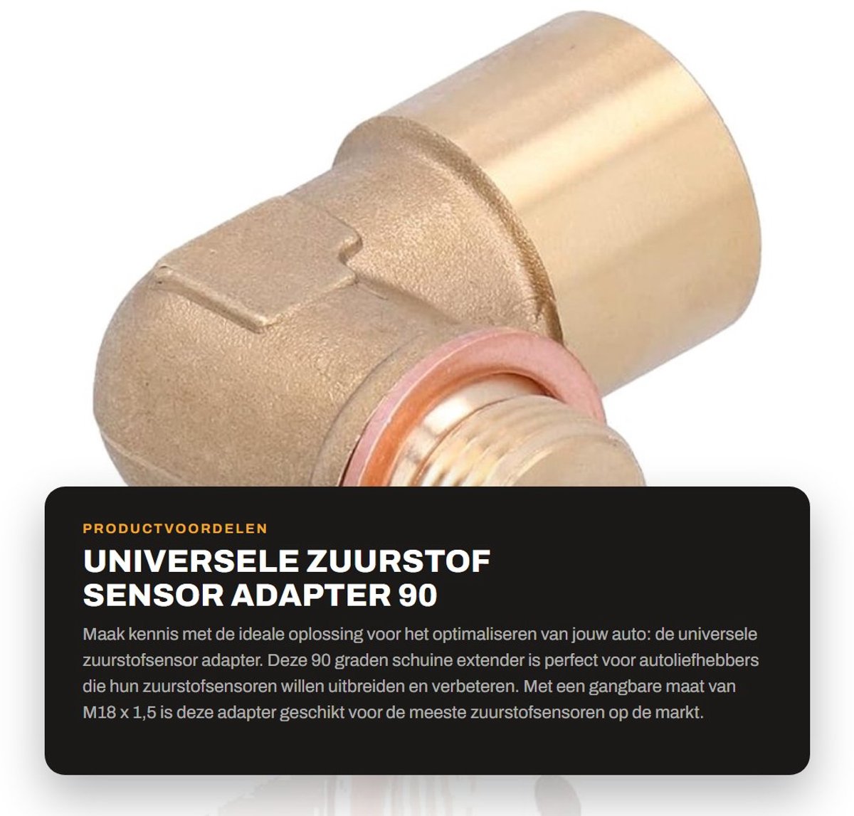 Dailygoods - Universele Zuurstof Sensor Adapter - 90 Graden Schuine Extender - Hoogwaardig Messing - M18x1.5 - Duurzaam en Corrosiebestendig - Geschik...