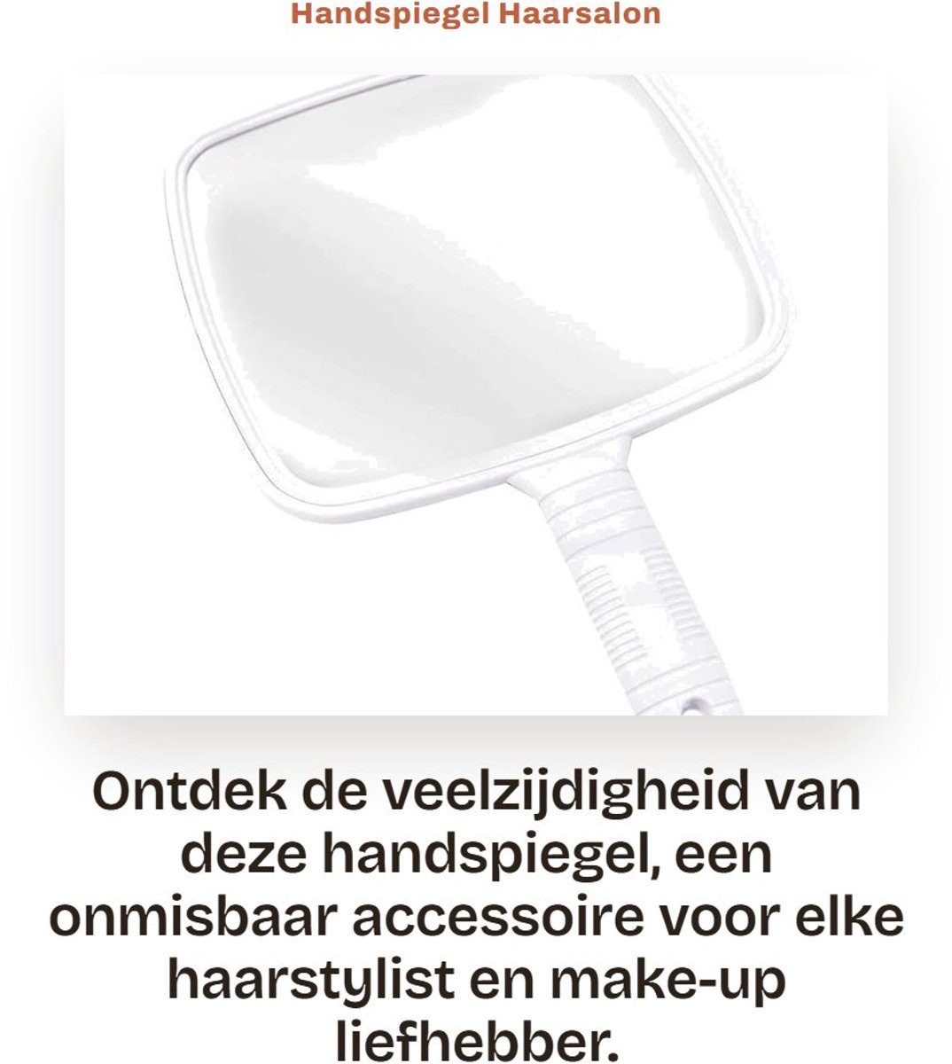 Dailygoods- Handspiegel - Professionele make-up en haarstyling - Kappersspiegel - Handspiegel met handvat - Wijde hoek - 20 x 17,5 cm - Make-up Spiegel