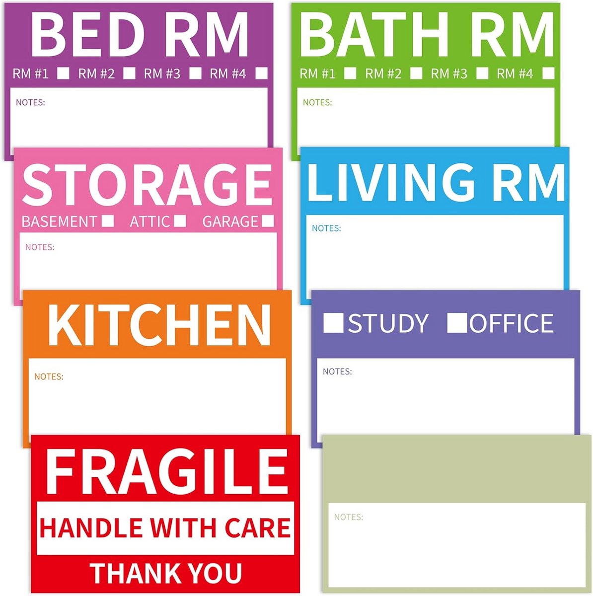 Verhuis Labels - Doos Stickers - Verhuizen Organiseren - Kleurgecodeerd Systeem - 170 Stuks - Meerkleurig