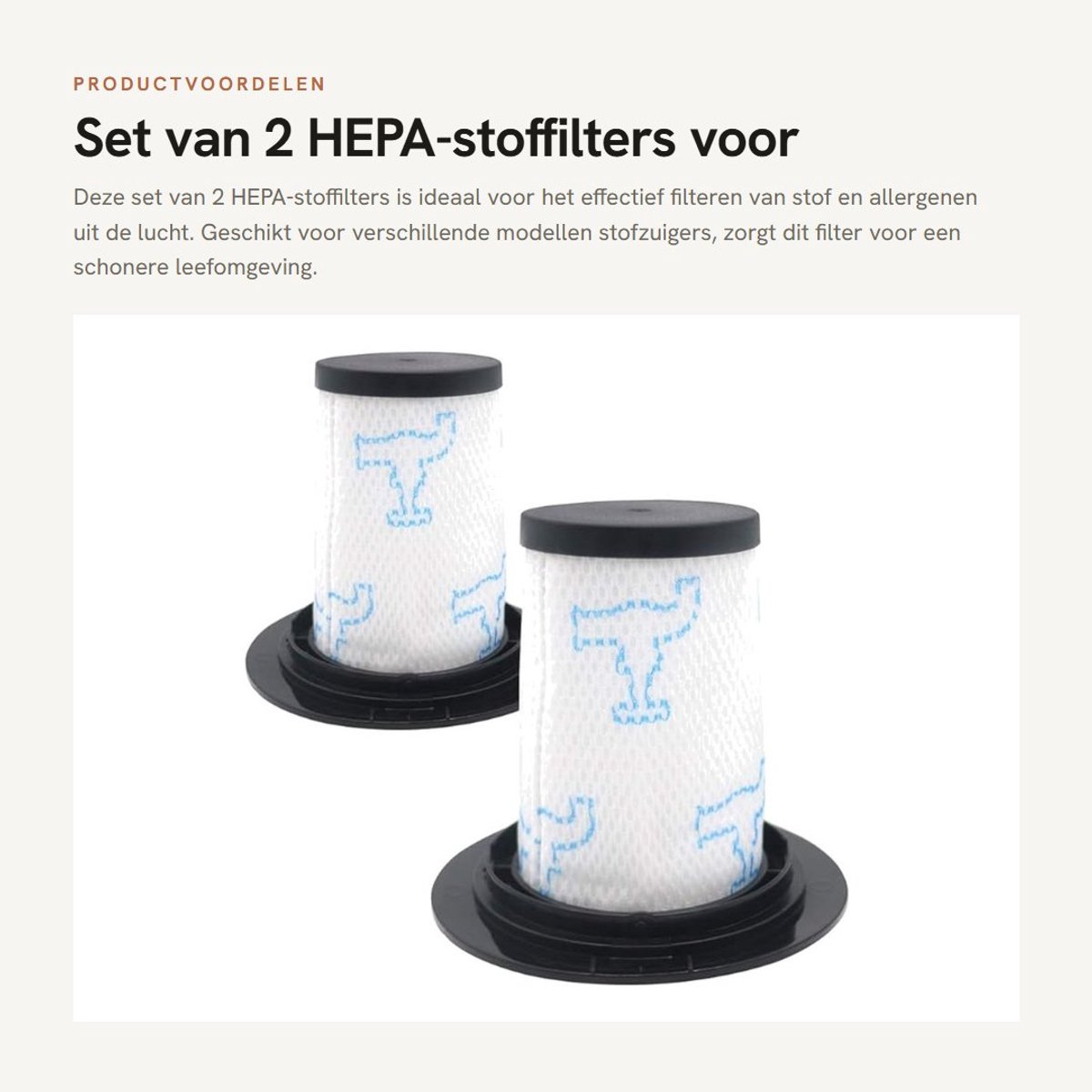 Dailygoods- HEPA-stoffilter 2 stuks - stofzuigerfilter Rowenta - stofzuigerfilter universeel - allergieën verminderen - fijnstof verzamelen - schokbestendig ontwerp
