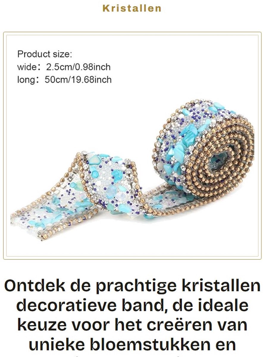 Dailygoods- Decoratieve Band 2,5 cm - Kristallen Trim - Flexibel Gaasontwerp - Bruiloft Decoraties - Tafelversiering - Hoogwaardige Strassteentjes - Decoratieband