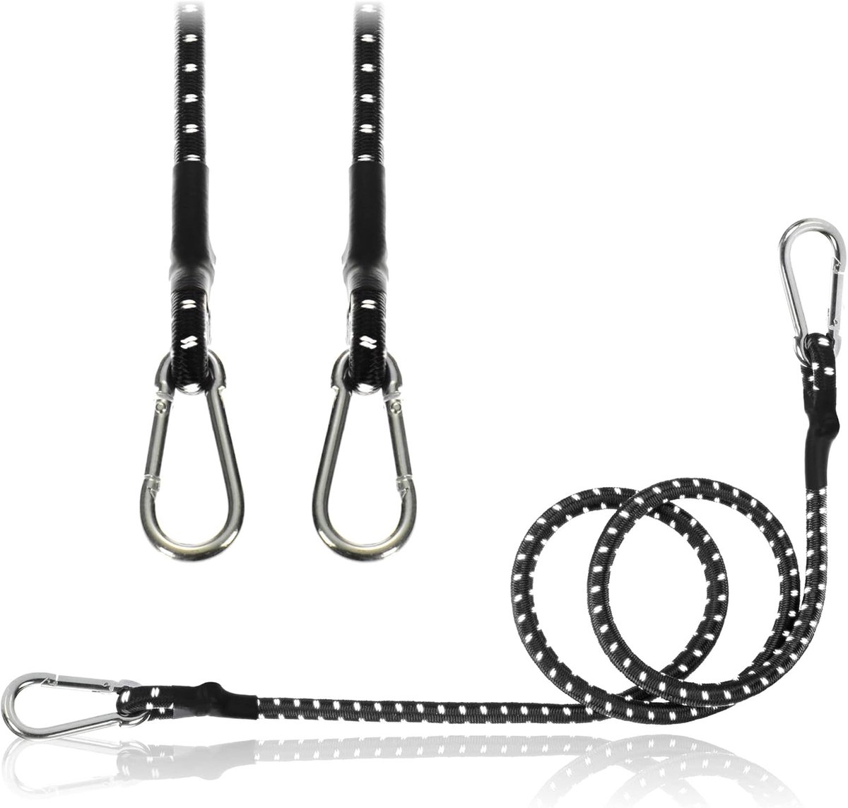 Elastische Banden - Bagageriemen Spanners - Ladingen Vastzetten - Reflecterende Strepen - 100cm 3 Stuks - Zwart