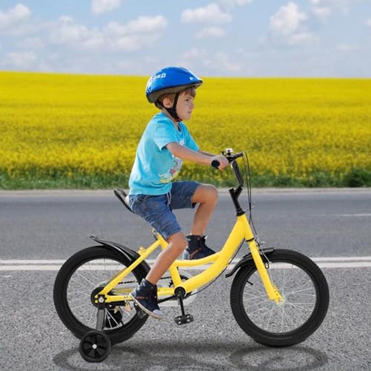 Kinderfiets sfiets sfiets Leren Fietsen Verstelbaar Zadel Stuur 16 inch Geel