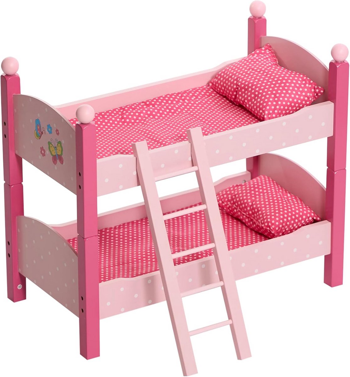 Poppen Stapelbed - Poppenmeubel - Poppen Verzorgen - Inclusief toebehoren - Tot 48 cm poppen - Papilio Roze