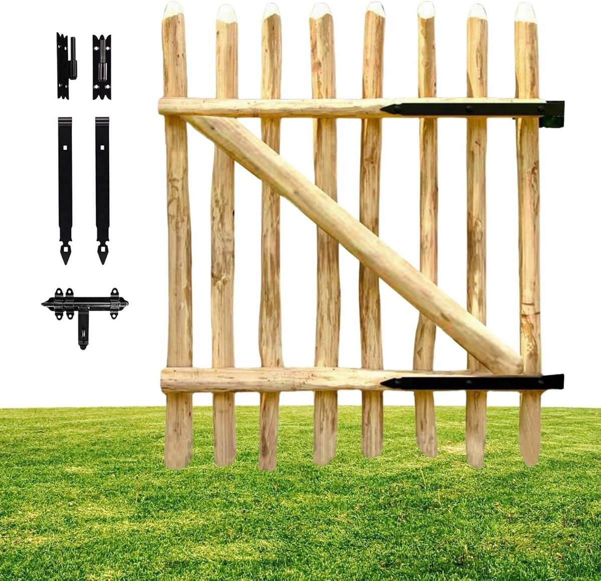 Houten tuinpoort - Dieren afrastering - Tuin afscheiden - Natuurlijke impregnatie - 80x100
