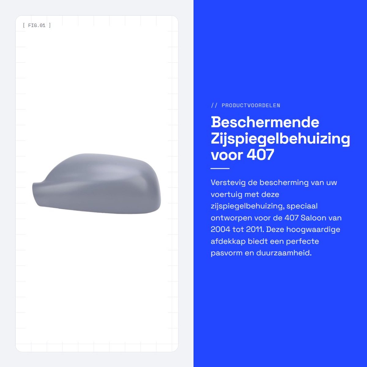 Dailygoods- Zijspiegelbehuizing Hoge Sterkte - Vervanging voor 407 Saloon 2004-2011 - Beschermend - Hoogwaardige ABS - Duurzaam - Verlengde Levensduur - Buitenspiegelkap