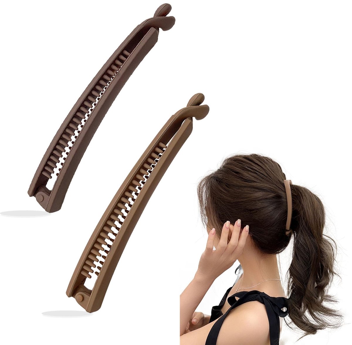 Dailygoods- Bananenspeld Dubbelkleurige Set - 2 Stuks - Haarklemmen - Vintage Haaraccessoires - Sterke Fixatiefunctie - Geschikt voor Lang Haar - Haarklem
