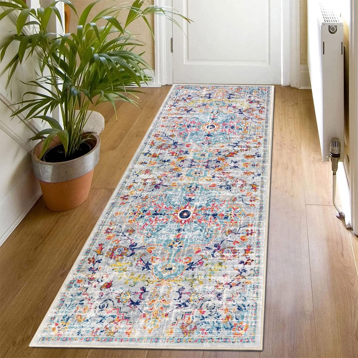 Dailygoods- Halslooptapijt 50 x 150 cm - Antislip - Boho Tapijtloper - Wasbaar - Laag Vlokaarig - Voor Ingang/Woonkamer/Slaapkamer - Tapijt