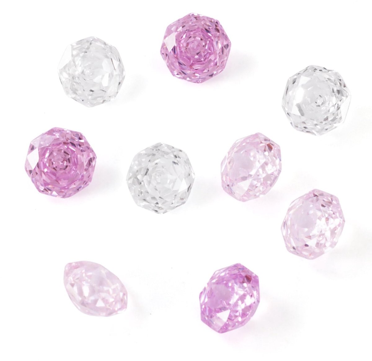 Dailygoods- Zirkonia Stenen 9 Stuks - Facet Diamant Cabochons - 6mm - Gemengde Kleuren - Kristal Steentjes - Perfect voor Sieraden Maken - Edelstenen