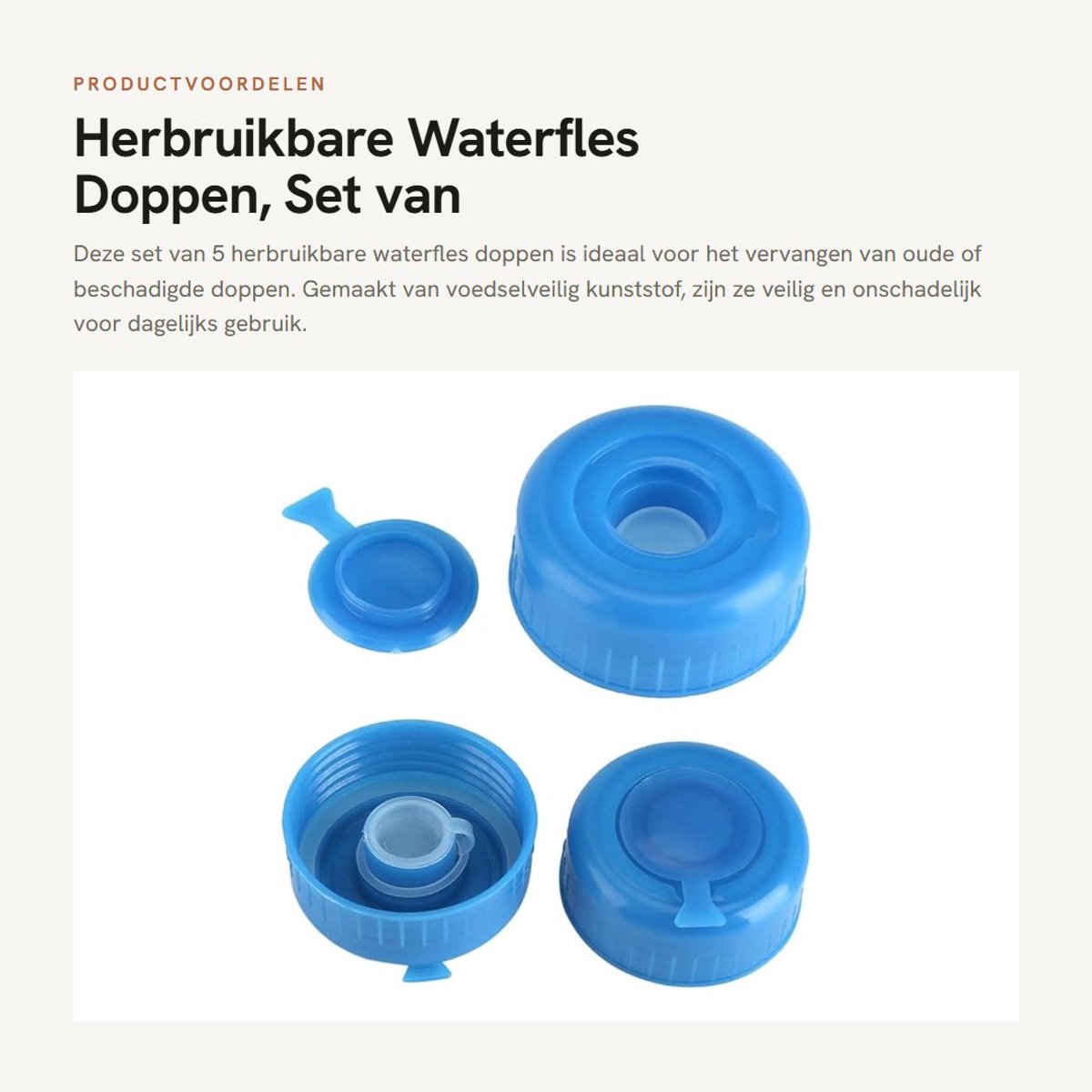 Dailygoods- Waterflesdop Herbruikbaar - Schroefdop - 5 Stuks - Anti-spatten - Kunststof van Voedingskwaliteit - Geschikt voor Φ5,5 cm Flessen - Waterflesdeksel