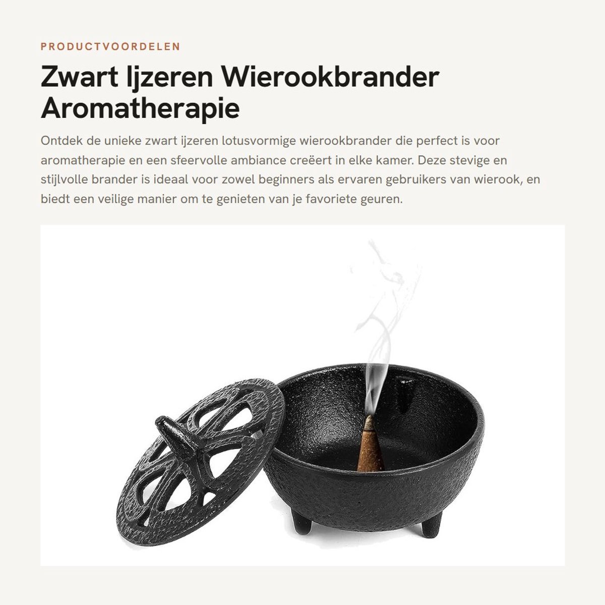 Dailygoods- Wierookbrander Stevig - Lotusvormig - Duurzaam Gietijzer - Veilig Gebruik - Aromatherapie - Ideaal voor Elke Kamer - Aromatherapiebrander