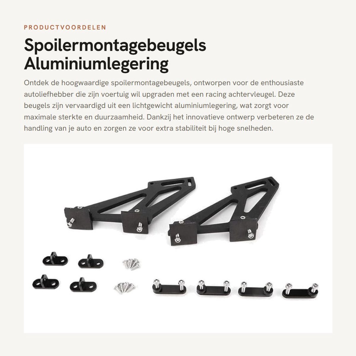 Dailygoods- Achtervleugel Universele Beugel - CNC Aluminiumlegering - Racing Staartspoiler - Bevestigingsbeugels - Schokbestendig - Lichtgewicht Design - Spoilerbeugels