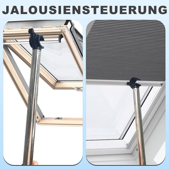 Telescoopstang - Raamstok - Dakramen Bediening - Verstelbare Lengte - Tot 186 cm - Zilver — afbeelding 3
