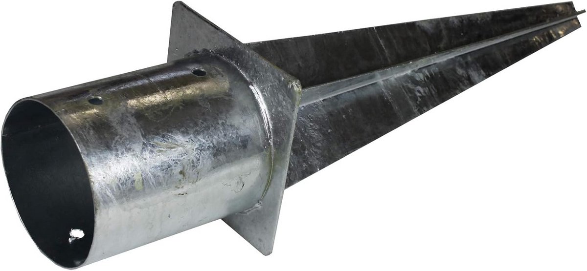 Paalhouder - Bodemhuls Grondanker - Palen Plaatsen - Zonder Inbetonneren - 60 cm Lengte - Zilverkleurig