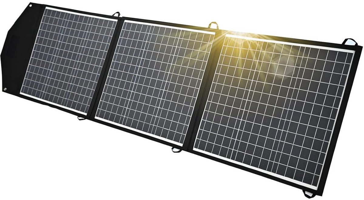 Opvouwbaar Zonnepaneel - Draagbare Energie - Outdoor Energie - Hoge Cel Efficiëntie - 150W 12V - Zwart