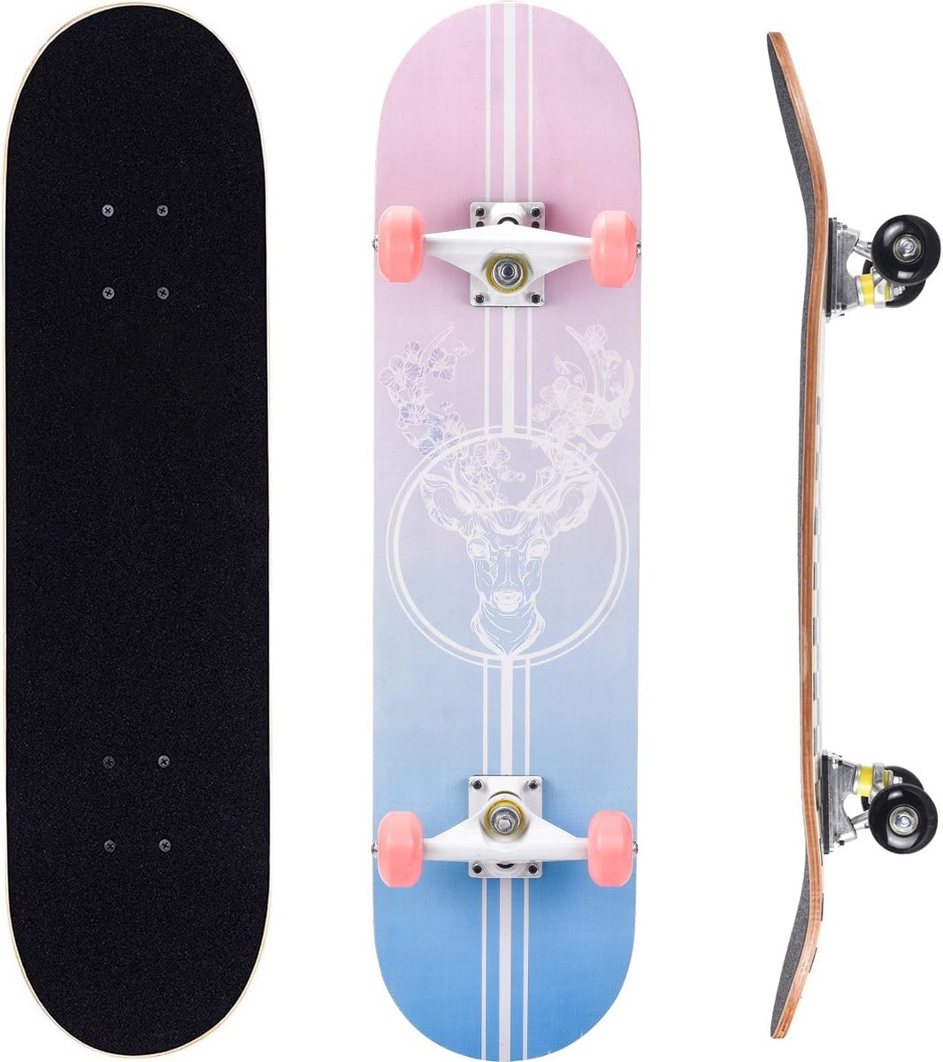 Compleet Skateboard Beginnersboard Stad Cruisen 7 Lagen Esdoorn 80 x 20 cm Herten