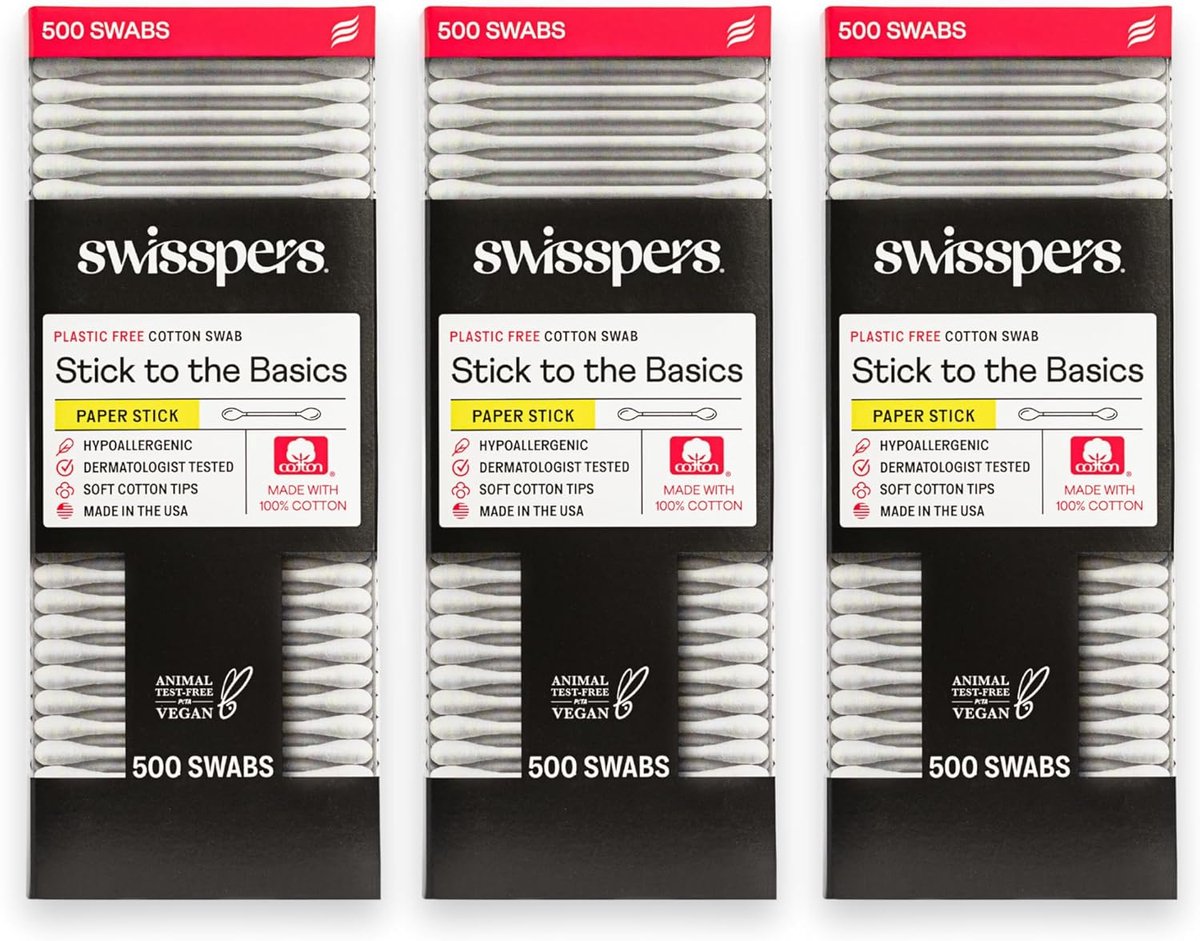 Premium katoenen wattenstaafjes - Zachte wattenstaafjes met papieren sticks voor schoonheid en verzorging - 500 stuks