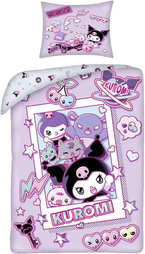 Hello Kitty Dekbedovertrek Kuromi - 140 x 200 + 70 x 90 cm - Polyester