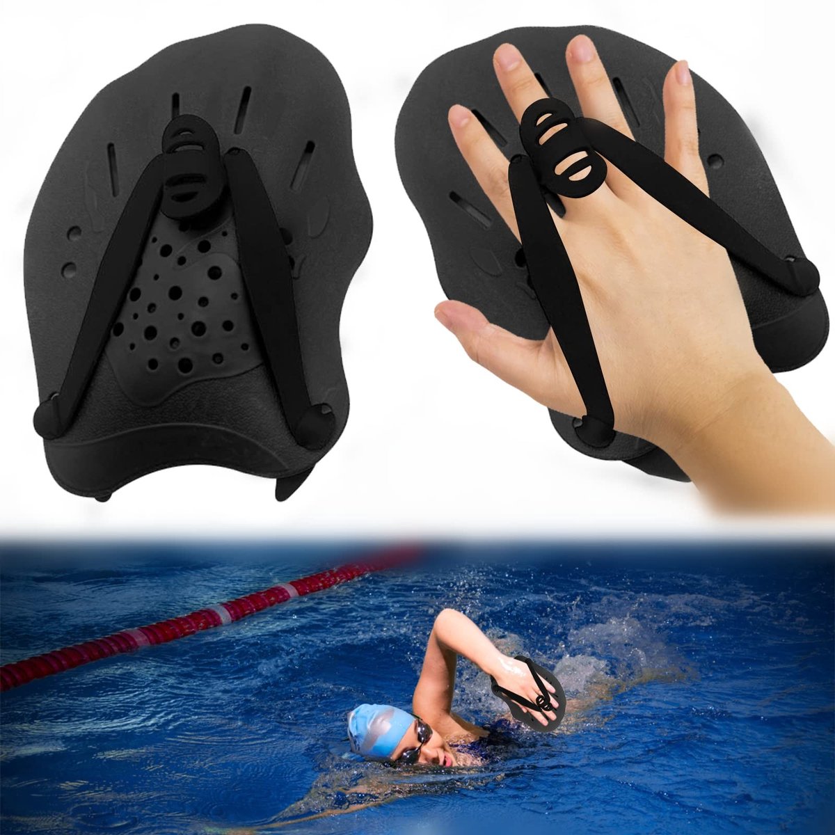 Dailygoods- Zwempeddels met verstelbare riemen - Antislip ontwerp - Krachttraining - Zwemaccessoires - Uniseks - Versterkt spieren - Zwemhandpeddels