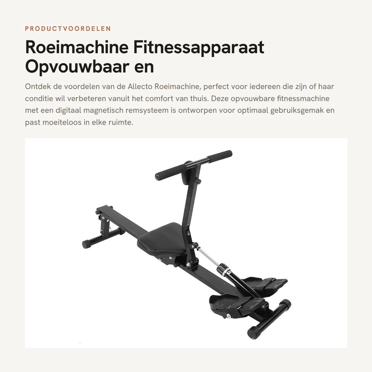 Dailygoods- Roeimachine met Digitaal Magnetisch Remsysteem - Opvouwbare Fitness - Verstelbare Weerstand - Ergonomisch Ontwerp - Belasting 120 kg - Afmetingen 123 x 48 x 65 cm - Fitnessapparaat