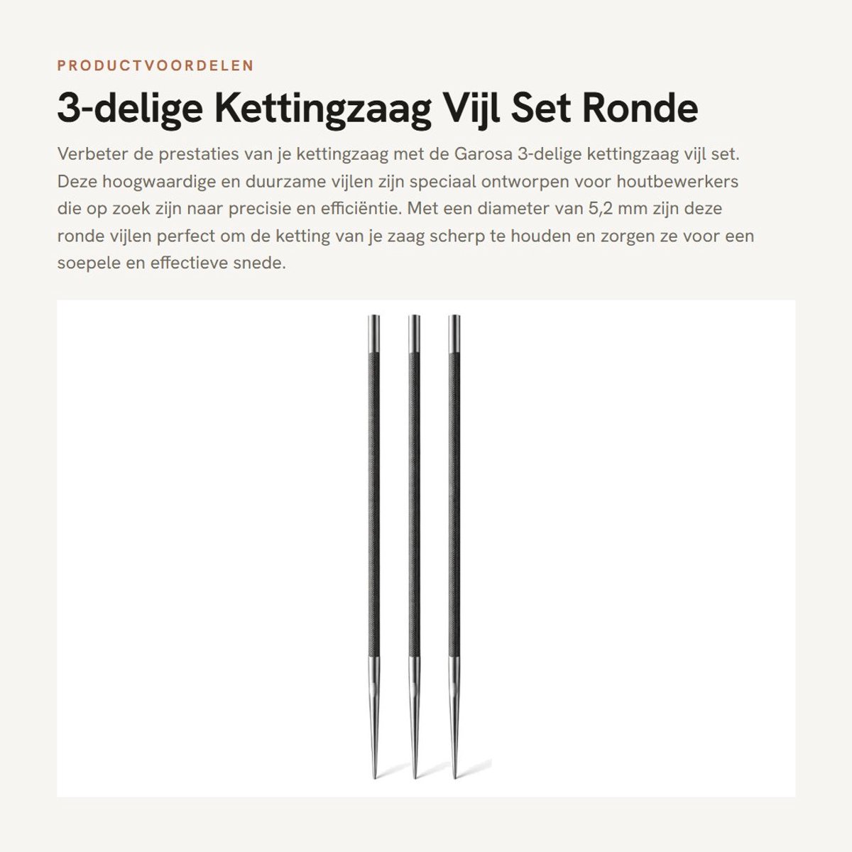 Dailygoods- Kettingzaagvijl 5,2mm - 3pcs Set - Hoogwaardige Harde Vijl - Houtbewerking Accessoires - Eenvoudig in Gebruik - Duurzaam - Kettingzaag