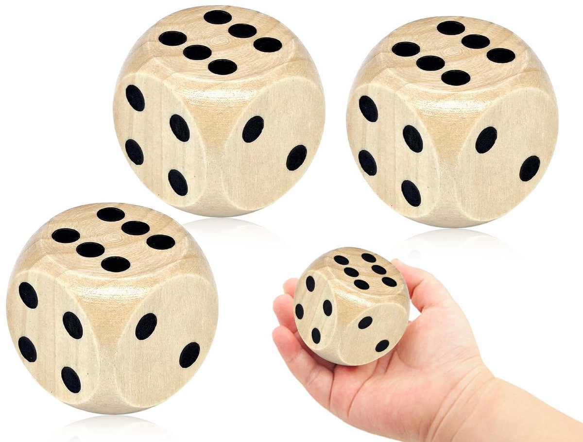 Dailygoods- Dobbelstenen 3-delige set - Houten dobbelstenen 6 cm - Standaard dobbelspel - Natuurlijke 6-zijdige dobbelstenen - Aangename speelervaring - Bevorderde interactie - Speelgoed