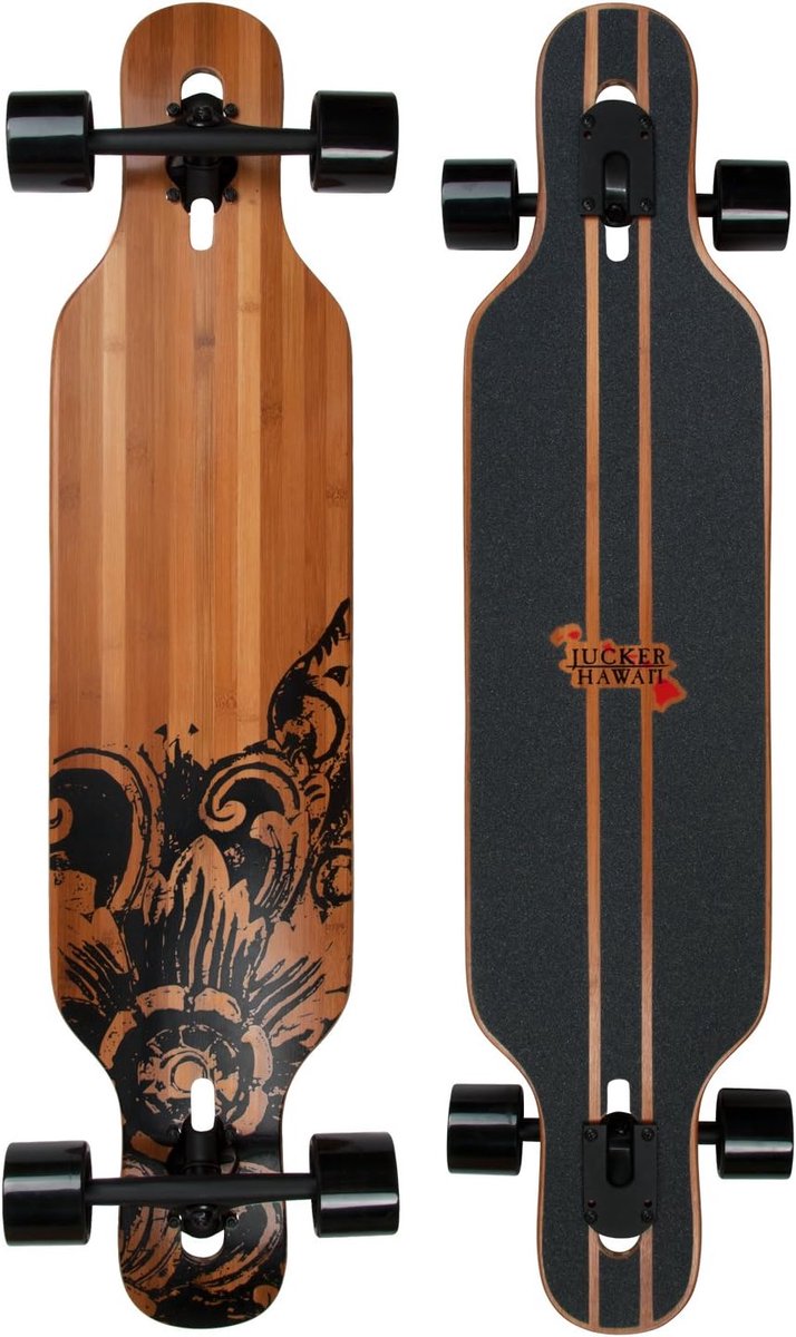 Longboard Hoku Slide Skateboard Cruiser Stadscruisen en Tricks Glasvezel bamboe constructie 99 cm