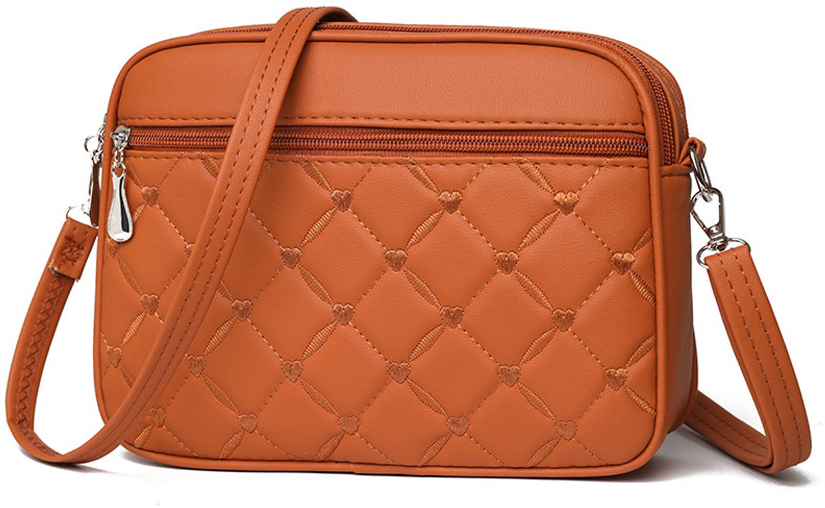 COOAU - Dames Gesteppte Crossbody Tas - Kleine Hartgestikte PU-Leder Schoudertas - Meerderrits Casual Dagelijkse Tas