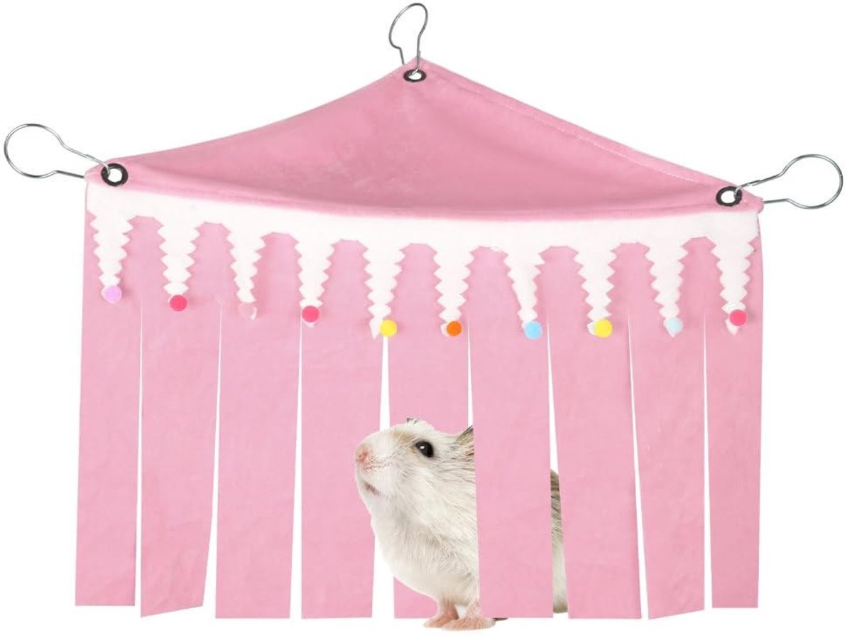 Dailygoods- Cavia Schuilplaats All-Season - Hangmat met Kwastje - Schuilplek voor Kleine Dieren - Zachte Flanellen Stof - Metalen Haken - Rustige Omgeving
