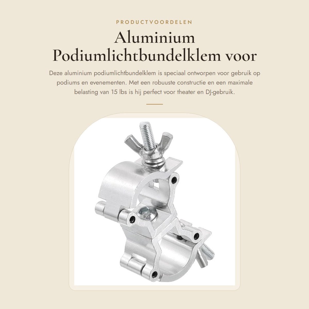 Dailygoods- Podiumlichtbundelklem O-vormig - Robuuste Klem - Dubbele Gesp - Aluminium - Maximaal 15 lbs - Geschikt voor Theater/DJ Evenementen - Lichtklem