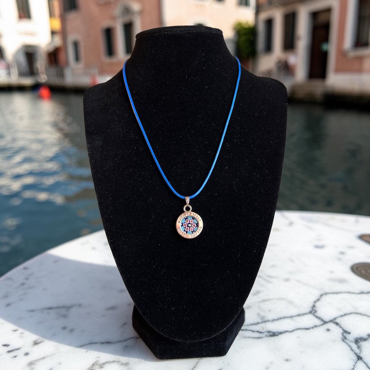 Corte Murrina - Halsketting - Murano glas - 45cm - Lecce - Blauw - Exclusief bij Bella Murano