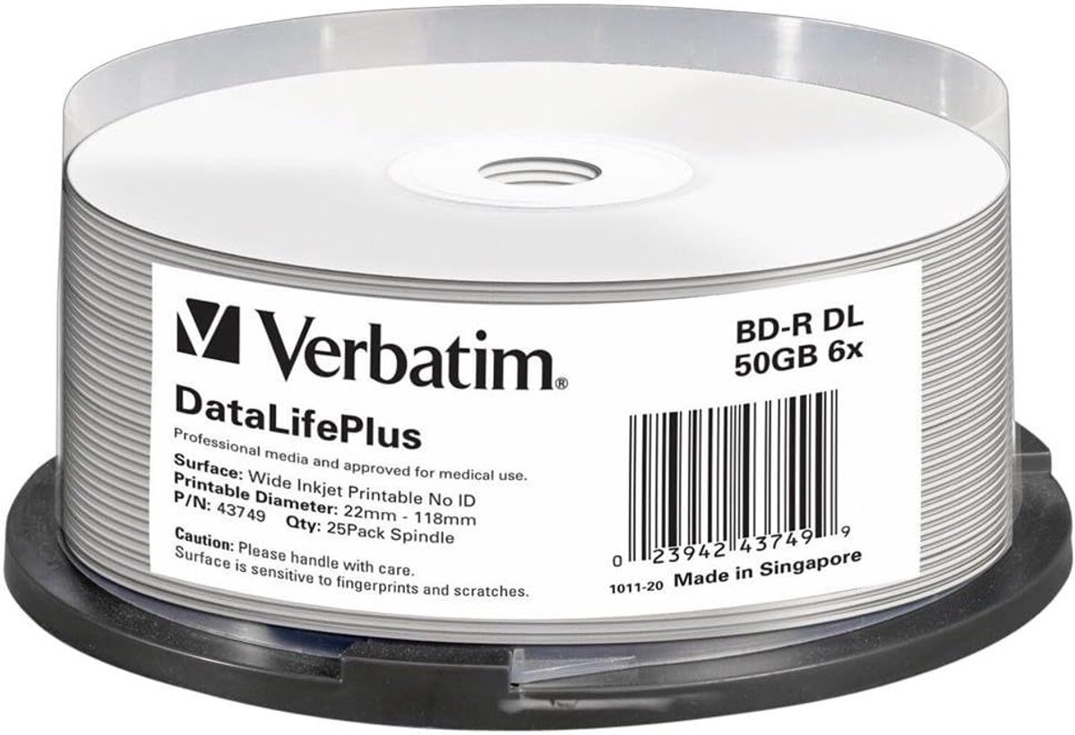 Blu-Ray Schijven - Opslag Media - Data Archiveren - Bedrukbaar Oppervlak - 50 GB - Wit