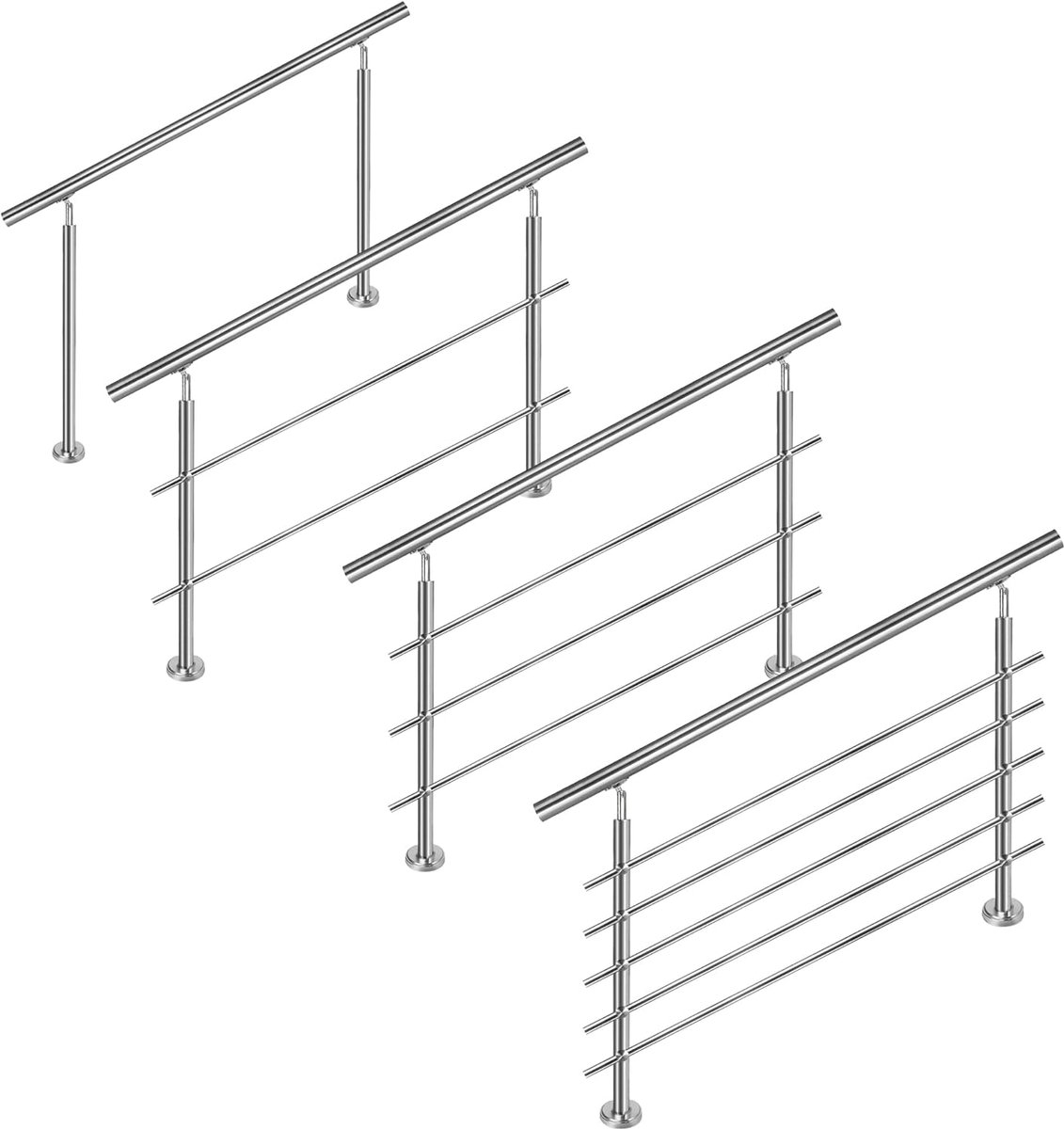 Trapleuning Roestvrij Staal - Balustrade Trap - Veiligheid Verhogend - Vrijstaande Montage - 180 cm Lengte - Metaal