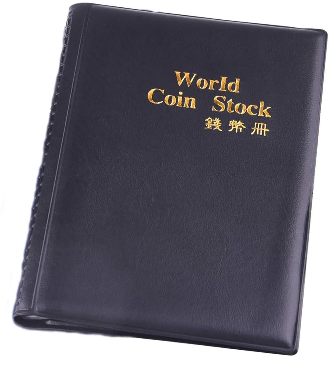 Dailygoods- Muntenalbum Grote Capaciteit - Munthouder - Munten Verzamelmap - 120 Compartimenten - PU Kunstleer - Zwart - Muntencollectieboek
