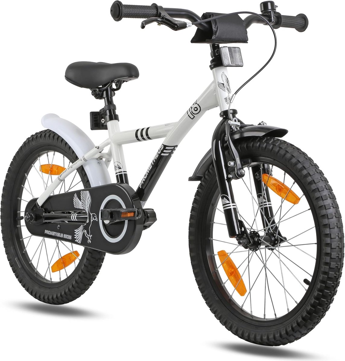 Kinderfiets - Jongensfiets Meisjesfiets - Veilig Fietsen - Lichtgewicht Frame - 18 inch - Wit Zwart
