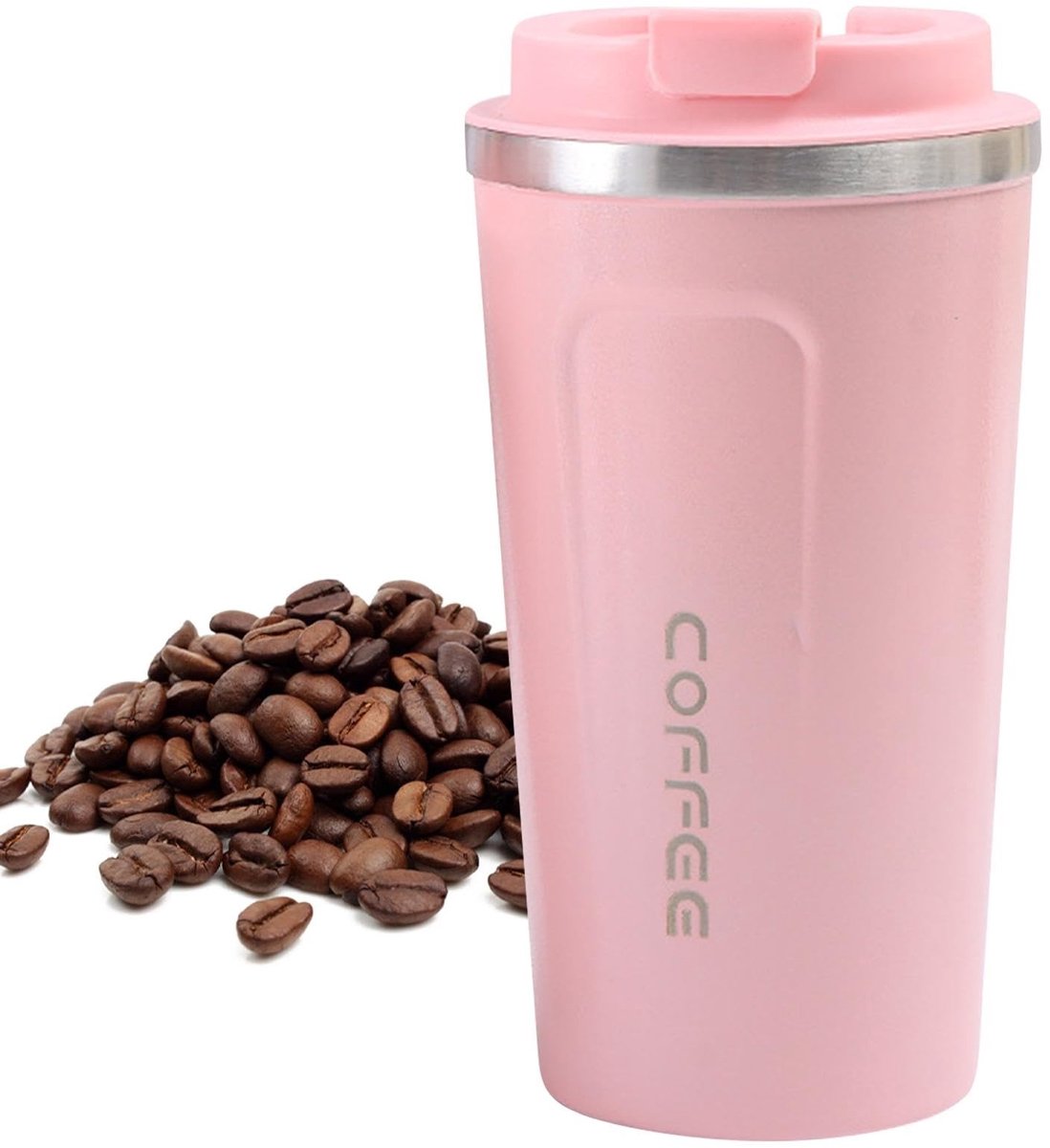 Dailygoods- Thermische Mok Dubbelwandig - Roestvrij Staal - Lekvrij Deksel - Antislip - 500 ml - Duurzaam en Gezond - Reisbeker