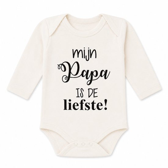 Baby Rompertje tekst papa je bent de allerliefste eerste Vaderdag cadeau |  Mijn papa is de liefste | lange mouw | wit zwart | maat 62/68 Valentijn
