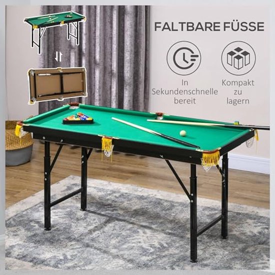 Inklapbare Biljarttafel - Tafelbiljart Set - Gezellig Spel - In Hoogte Verstelbaar - 140 x 60 cm - Groen — afbeelding 3