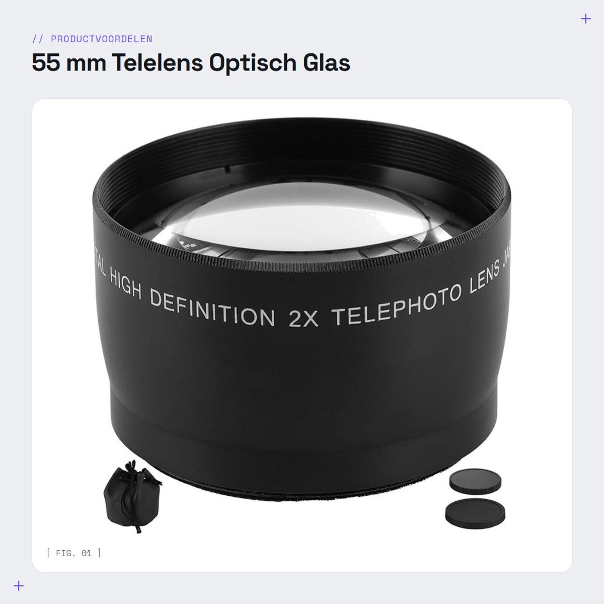 Dailygoods- Telelens 55 mm 2x - Optisch Glas - Compatibel met 62 mm Filter - Geschikt voor Cameralens - Zwart - Hoogwaardige Kwaliteit - Cameralenzen